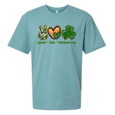 Peace Love St Patrick's Day Leopard Lucky Shamrock Sueded Cloud Jersey T-Shirt