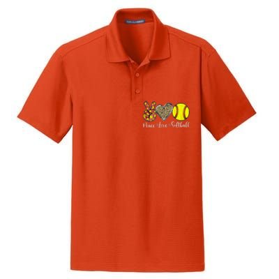 Peace Love Softball Leopard Softball Player Mothers Day Dry Zone Grid Polo