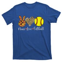 Peace Love Softball Leopard Softball Player Mothers Day T-Shirt