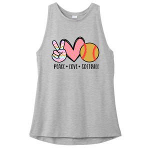 Peace Love Softball Cute Design For Women Teen Little Girl Ladies PosiCharge Tri-Blend Wicking Tank