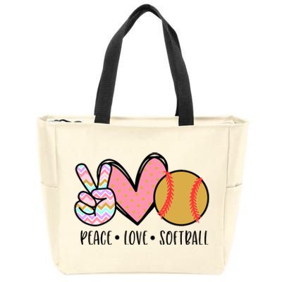 Peace Love Softball Cute Design For Women Teen Little Girl Zip Tote Bag