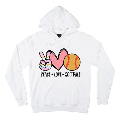 Peace Love Softball Cute Design For Women Teen Little Girl Hoodie