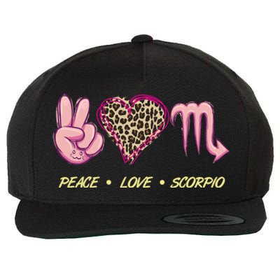 Peace Love Scorpio Zodiac Sign Horoscope Gift Wool Snapback Cap