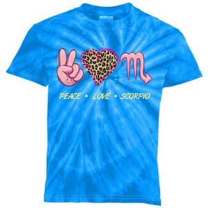 Peace Love Scorpio Zodiac Sign Horoscope Gift Kids Tie-Dye T-Shirt