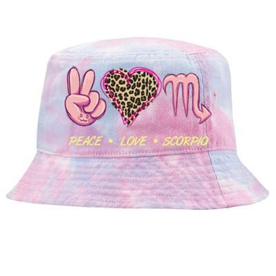 Peace Love Scorpio Zodiac Sign Horoscope Gift Tie-Dyed Bucket Hat