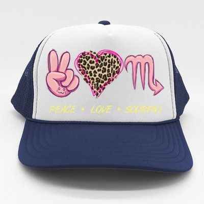 Peace Love Scorpio Zodiac Sign Horoscope Gift Trucker Hat