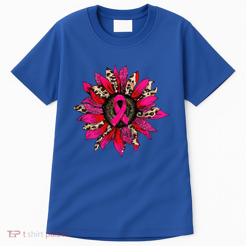 Pink Leopard Sunflower Breast Cancer Awareness Ribbon Tall T-Shirt