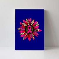 Pink Leopard Sunflower Breast Cancer Awareness Ribbon Canvas