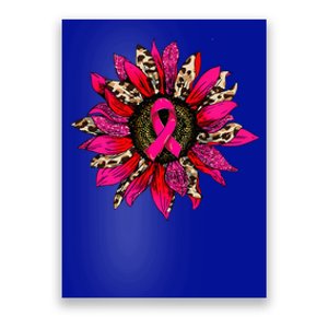 Pink Leopard Sunflower Breast Cancer Awareness Ribbon Poster