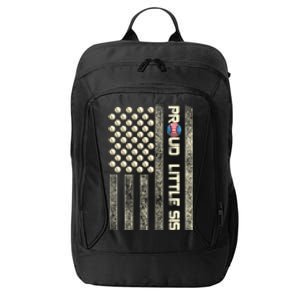 Proud Little Sis American Flag Baseball Sister Patriotic Great Gift City Backpack