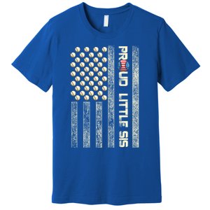 Proud Little Sis American Flag Baseball Sister Patriotic Great Gift Premium T-Shirt