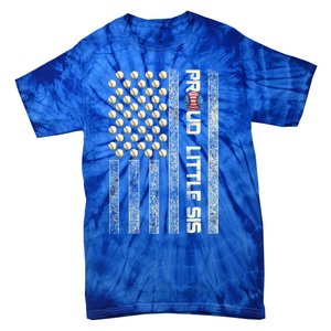 Proud Little Sis American Flag Baseball Sister Patriotic Great Gift Tie-Dye T-Shirt