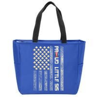 Proud Little Sis American Flag Baseball Sister Patriotic Great Gift Zip Tote Bag