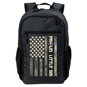 Proud Little Sis American Flag Baseball Sister Patriotic Great Gift Daily Commute Backpack