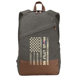 Proud Little Sis American Flag Baseball Sister Patriotic Great Gift Cotton Canvas Backpack