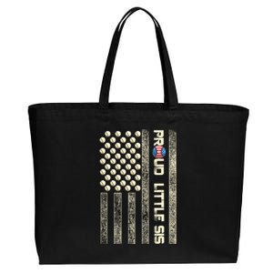 Proud Little Sis American Flag Baseball Sister Patriotic Great Gift Cotton Canvas Jumbo Tote