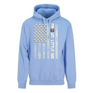 Proud Little Sis American Flag Baseball Sister Patriotic Great Gift Unisex Surf Hoodie