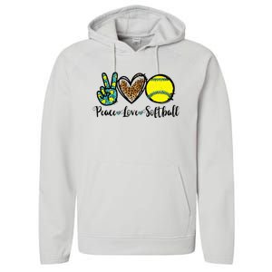 Peace Love Softball For Teen Cute Leopard Softball Performance Fleece Hoodie