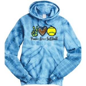 Peace Love Softball For Teen Cute Leopard Softball Tie Dye Hoodie