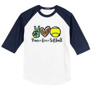 Peace Love Softball For Teen Cute Leopard Softball Baseball Sleeve Shirt