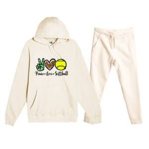 Peace Love Softball For Teen Cute Leopard Softball Premium Hooded Sweatsuit Set