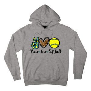 Peace Love Softball For Teen Cute Leopard Softball Tall Hoodie