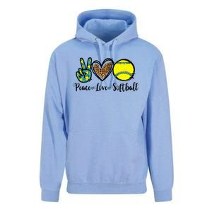 Peace Love Softball For Teen Cute Leopard Softball Unisex Surf Hoodie