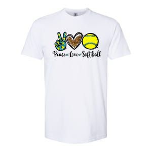 Peace Love Softball For Teen Cute Leopard Softball Softstyle CVC T-Shirt