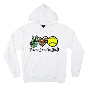 Peace Love Softball For Teen Cute Leopard Softball Hoodie