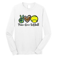 Peace Love Softball For Teen Cute Leopard Softball Long Sleeve Shirt