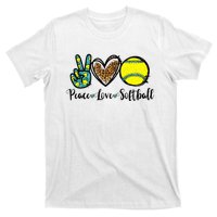 Peace Love Softball For Teen Cute Leopard Softball T-Shirt