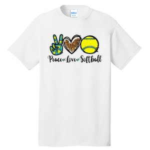 Peace Love Softball For Teen Cute Leopard Softball Tall T-Shirt