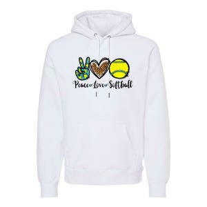 Peace Love Softball For Teen Cute Leopard Softball Premium Hoodie