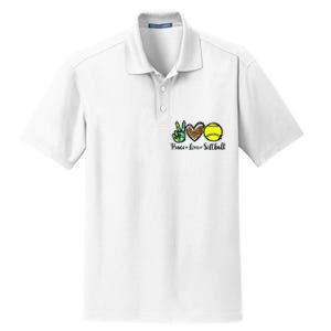 Peace Love Softball For Teen Cute Leopard Softball Dry Zone Grid Polo