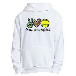 Peace Love Softball For Teen Cute Leopard Softball Urban Pullover Hoodie