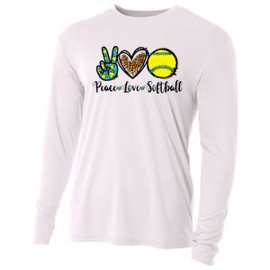 Peace Love Softball For Teen Cute Leopard Softball Cooling Performance Long Sleeve Crew