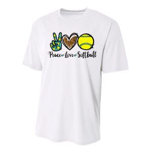 Peace Love Softball For Teen Cute Leopard Softball Performance Sprint T-Shirt