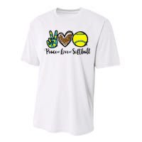 Peace Love Softball For Teen Cute Leopard Softball Performance Sprint T-Shirt