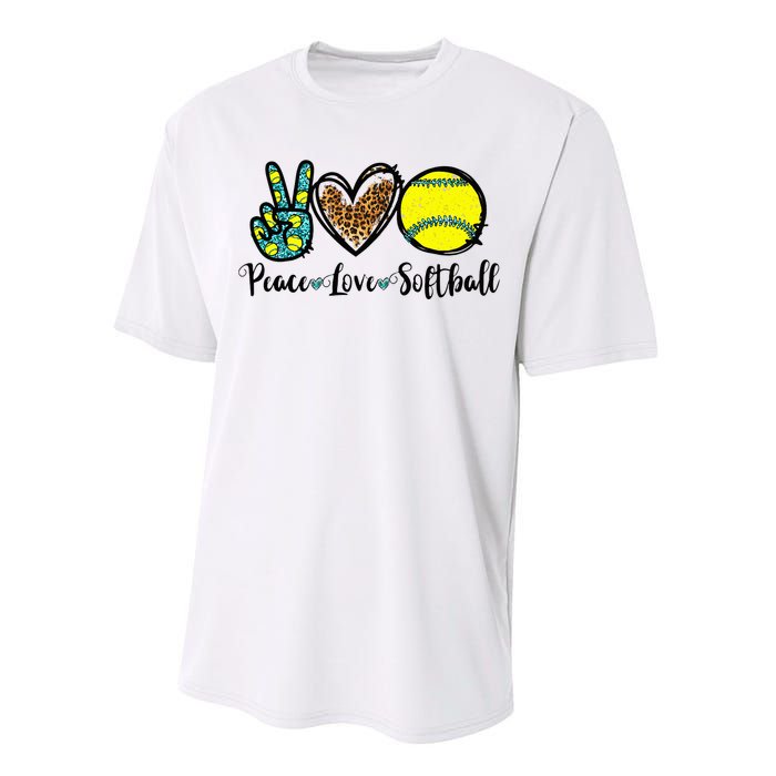 Peace Love Softball For Teen Cute Leopard Softball Performance Sprint T-Shirt