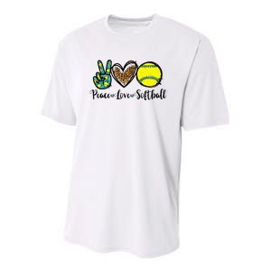 Peace Love Softball For Teen Cute Leopard Softball Youth Performance Sprint T-Shirt