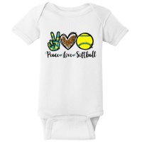 Peace Love Softball For Teen Cute Leopard Softball Baby Bodysuit