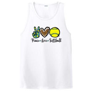 Peace Love Softball For Teen Cute Leopard Softball PosiCharge Competitor Tank