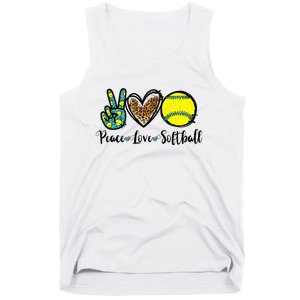 Peace Love Softball For Teen Cute Leopard Softball Tank Top