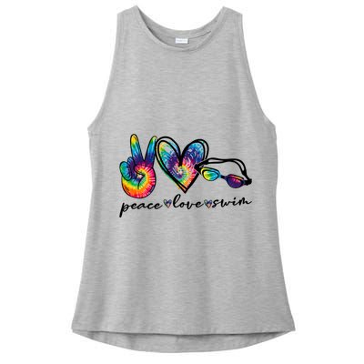 Peace Love Swim Goggles Tie Dye Swimmer Swimming Cool Gift Ladies PosiCharge Tri-Blend Wicking Tank