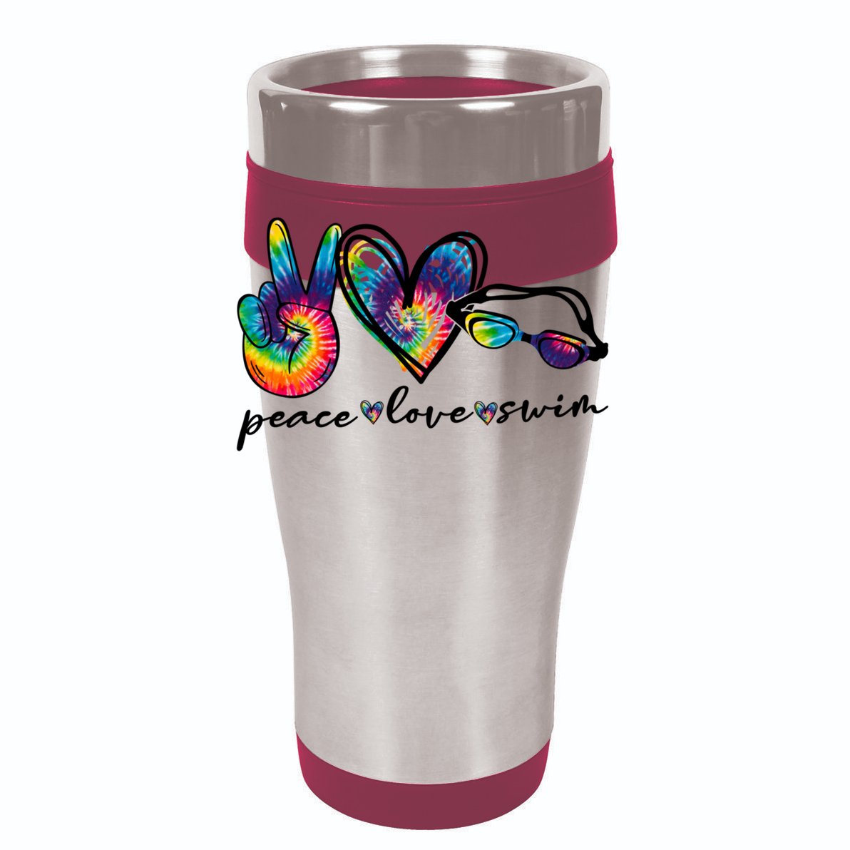 Peace Love Swim Goggles Tie Dye Swimmer Swimming Cool Gift T-Shirt