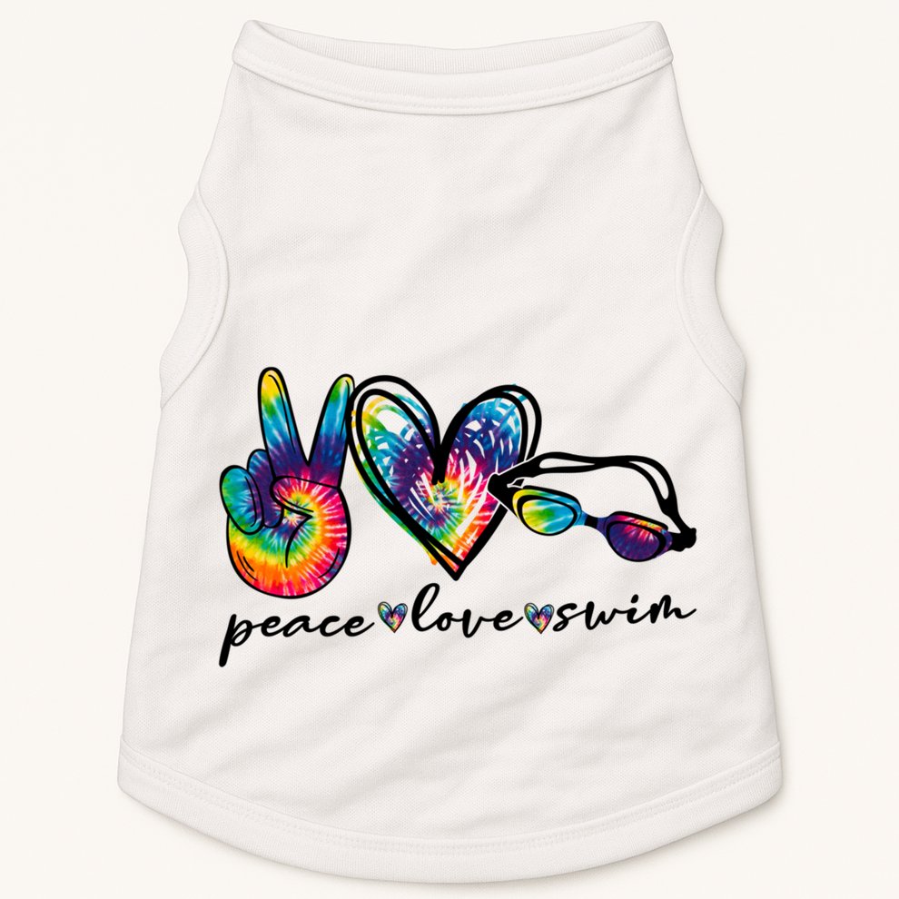 Peace Love Swim Goggles Tie Dye Swimmer Swimming Cool Gift Doggie Tank