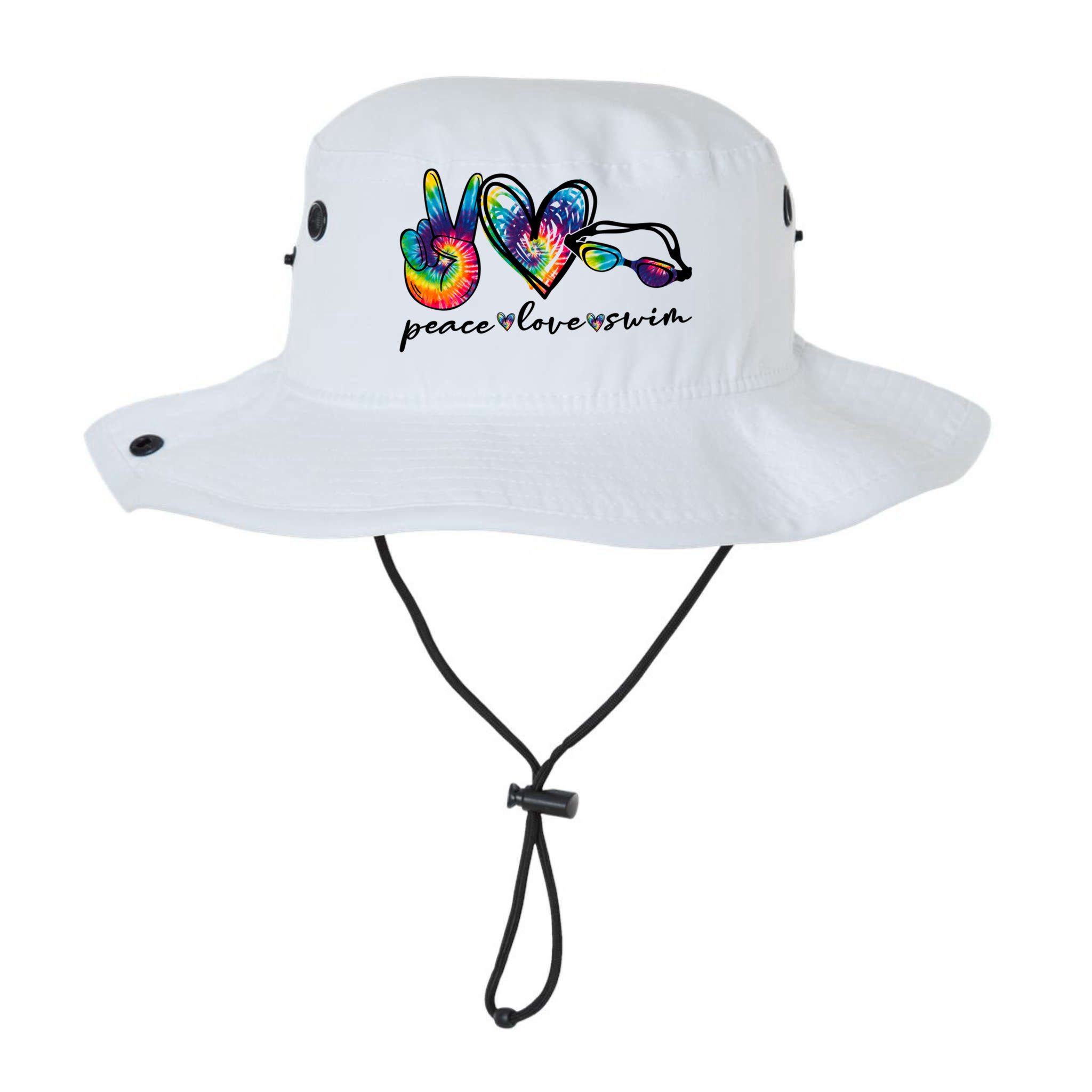 Peace Love Swim Goggles Tie Dye Swimmer Swimming Cool Gift Bucket Hat