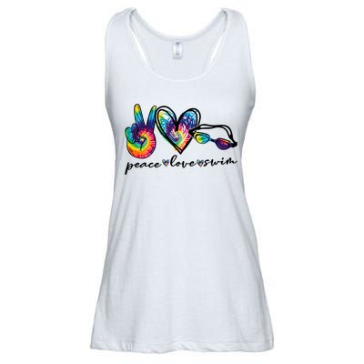 Peace Love Swim Goggles Tie Dye Swimmer Swimming Cool Gift Ladies Essential Flowy Tank