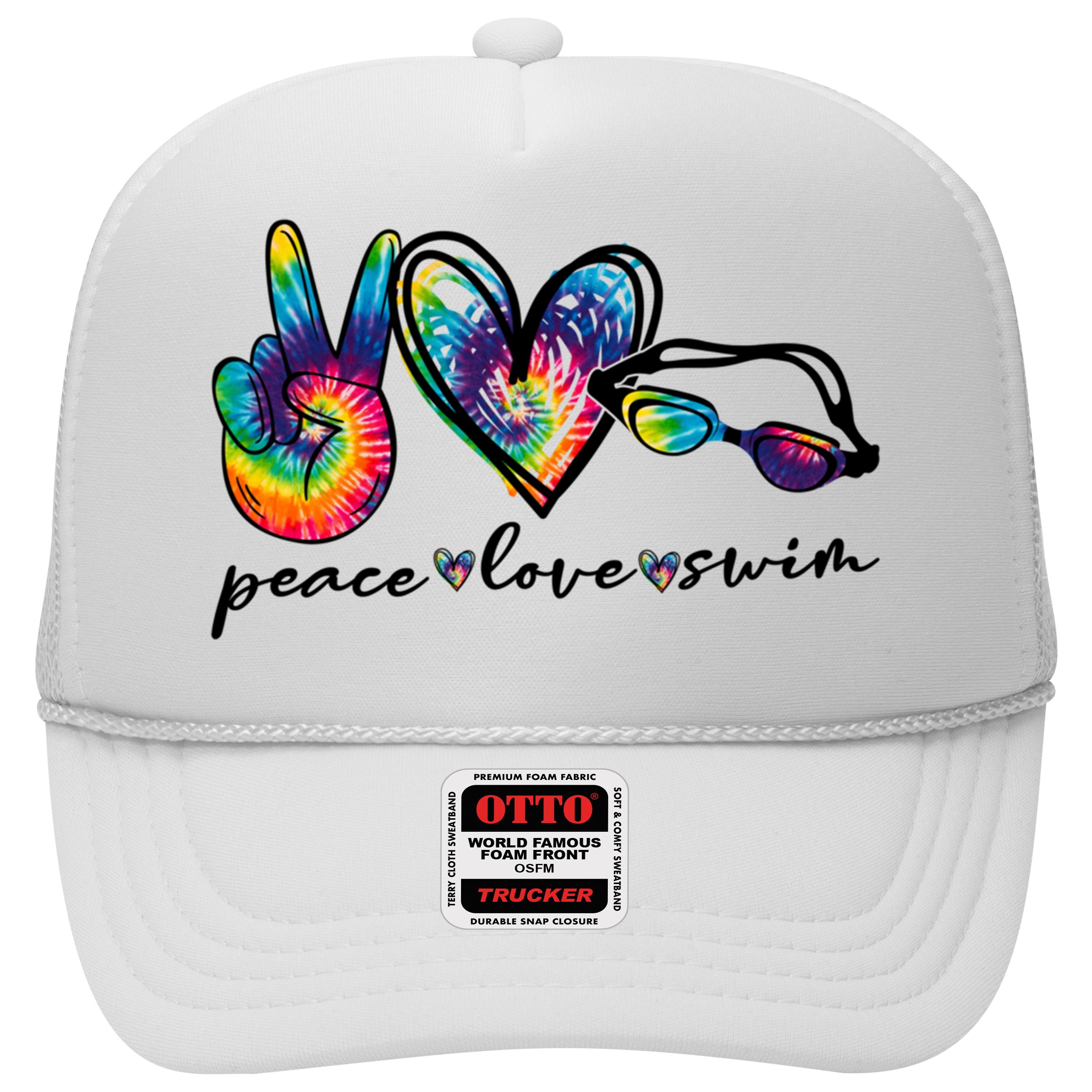 Peace Love Swim Goggles Tie Dye Swimmer Swimming Cool Gift Hat