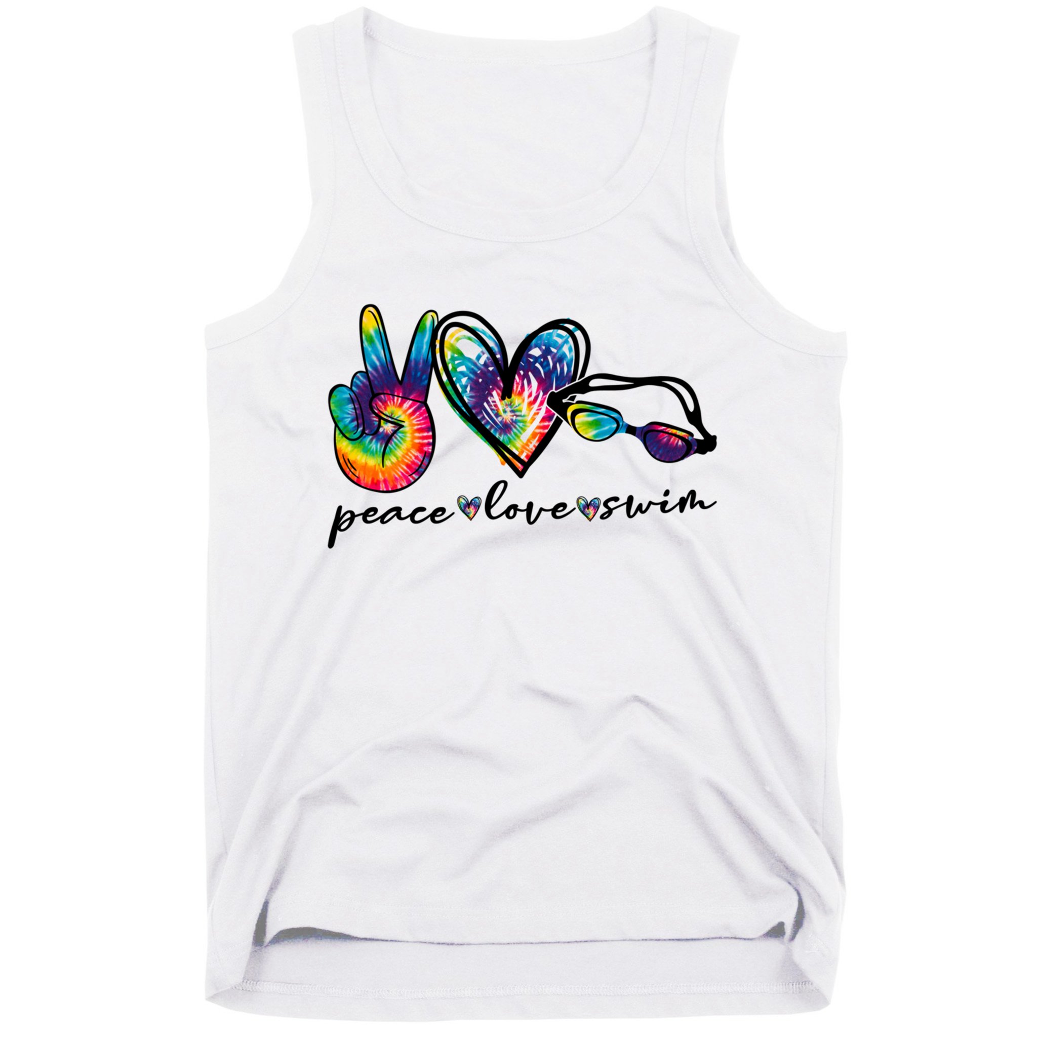Peace Love Swim Goggles Tie Dye Swimmer Swimming Cool Gift Tank Top